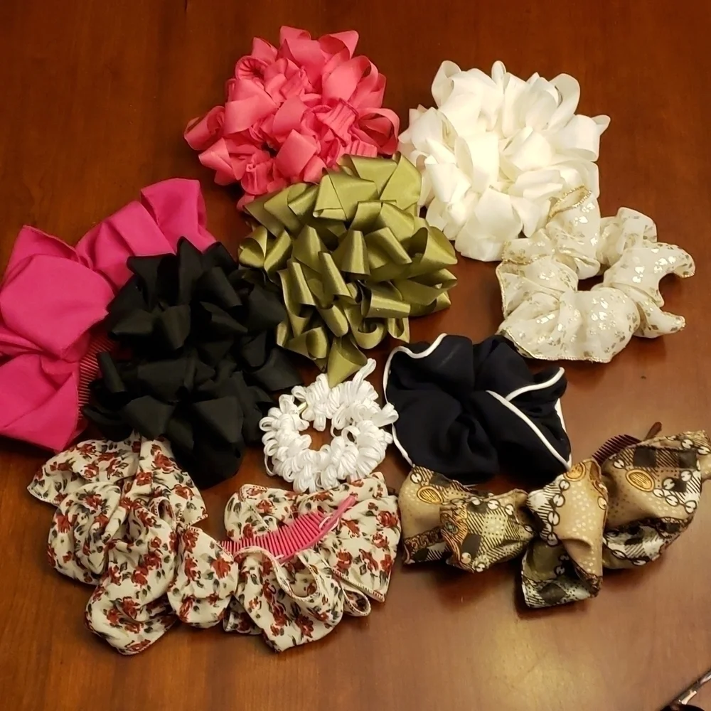 Hair Scruncies and Combs Assorted Colors and Size Bundle of 10